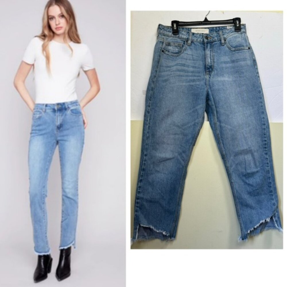 Hidden Jeans Bootcut Straight Jeans Raw Frayed Hem Mid Rise Waist Zip Pocket 29